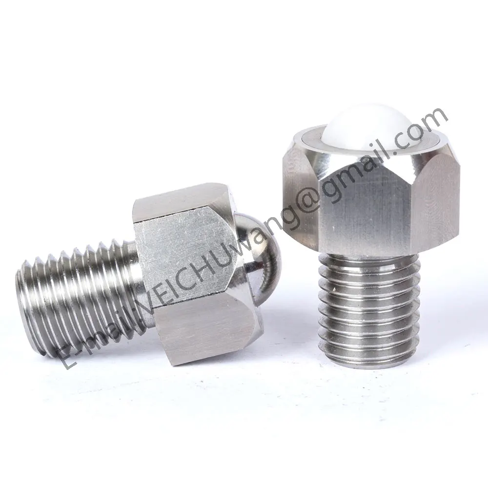 VEICHU Roller Plungers Bolts-Type VCN312/VCN313 POM Ball Stainless Steel Hex Head Conveyor Ball Rollers