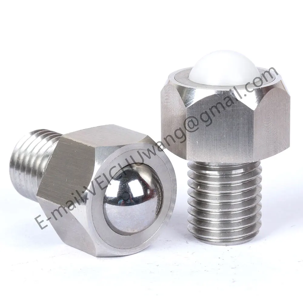 VEICHU Roller Plungers Bolts-Type VCN312/VCN313 POM Ball Stainless Steel Hex Head Conveyor Ball Rollers