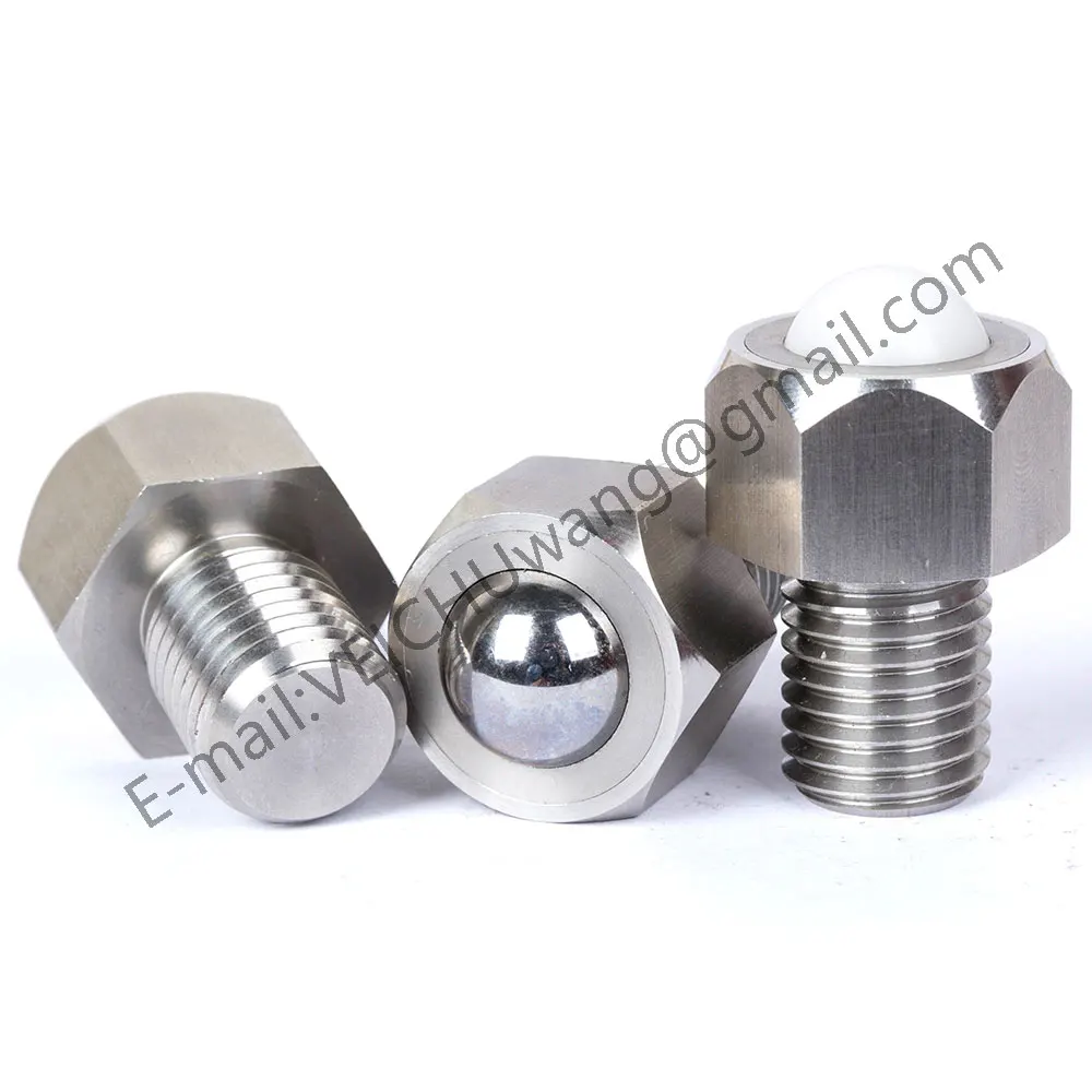 VEICHU Roller Plungers Bolts-Type VCN312/VCN313 POM Ball Stainless Steel Hex Head Conveyor Ball Rollers