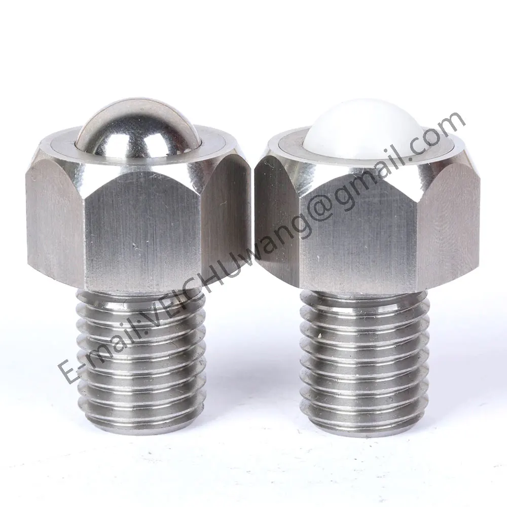 VEICHU Roller Plungers Bolts-Type VCN312/VCN313 POM Ball Stainless Steel Hex Head Conveyor Ball Rollers