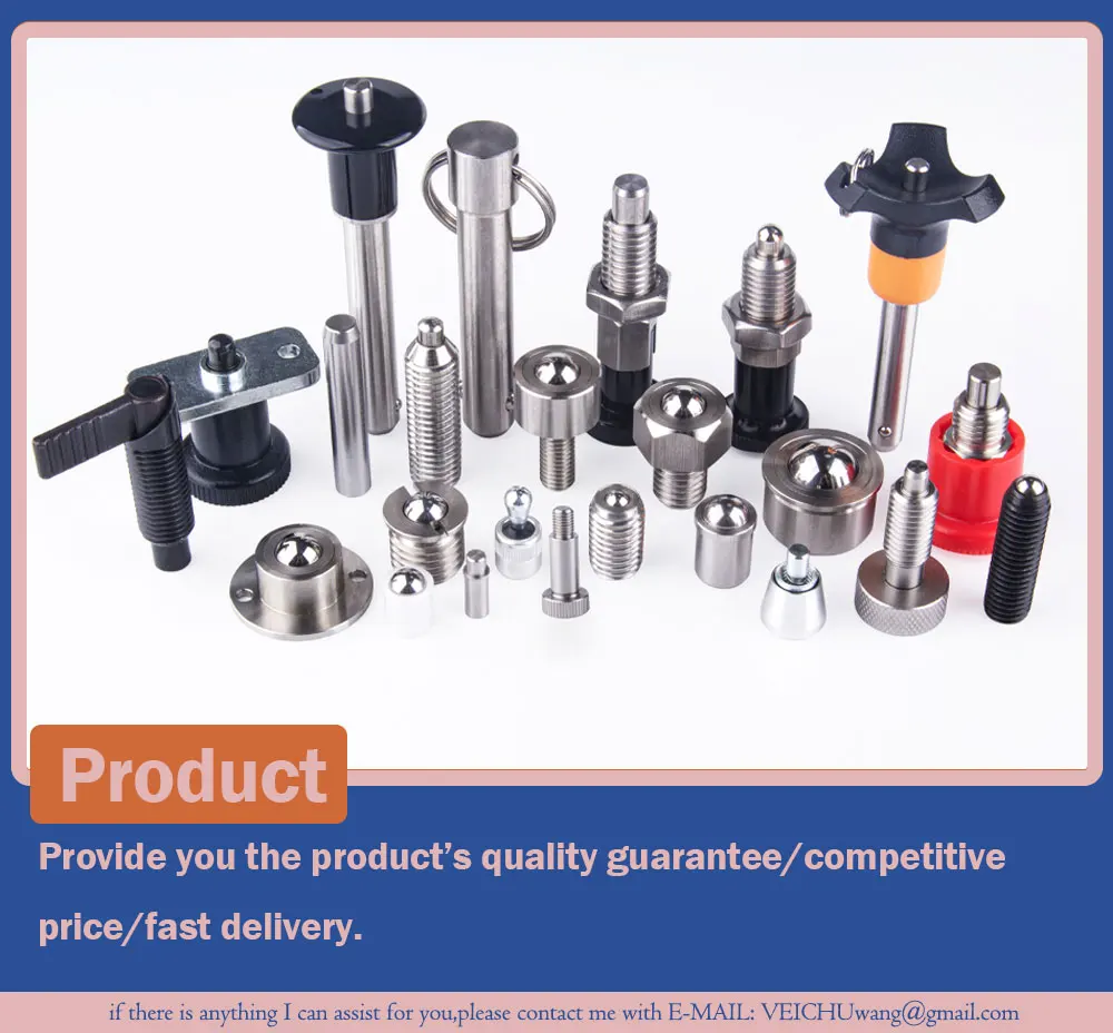 VEICHU Roller Plungers Bolts-Type VCN312/VCN313 POM Ball Stainless Steel Hex Head Conveyor Ball Rollers