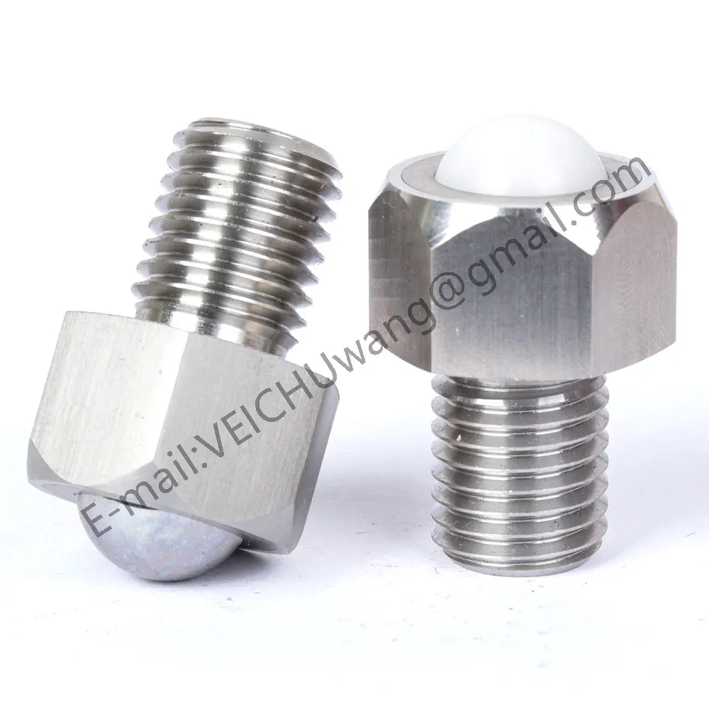 VEICHU Roller Plungers Bolts-Type VCN312/VCN313 POM Ball Stainless Steel Hex Head Conveyor Ball Rollers