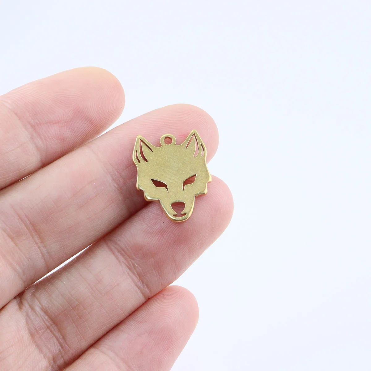 10pcs 20mm Wholesale Stainless Steel Wolf Head Charms Pendant DIY Necklace Earrings Bracelets Unfading Colorless 2 Colors