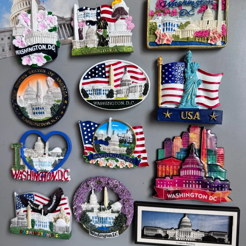 USA fridge magnets Washington D.C. cultural landscape tourist souvenirs hand-painted magnetic refrigerator sticker collection