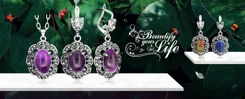 Vintage Oval Synthetic Turquoises Flower Jewelry Sets For Women Plant Rhinestone Fashion Necklace Earring Ring Women Set