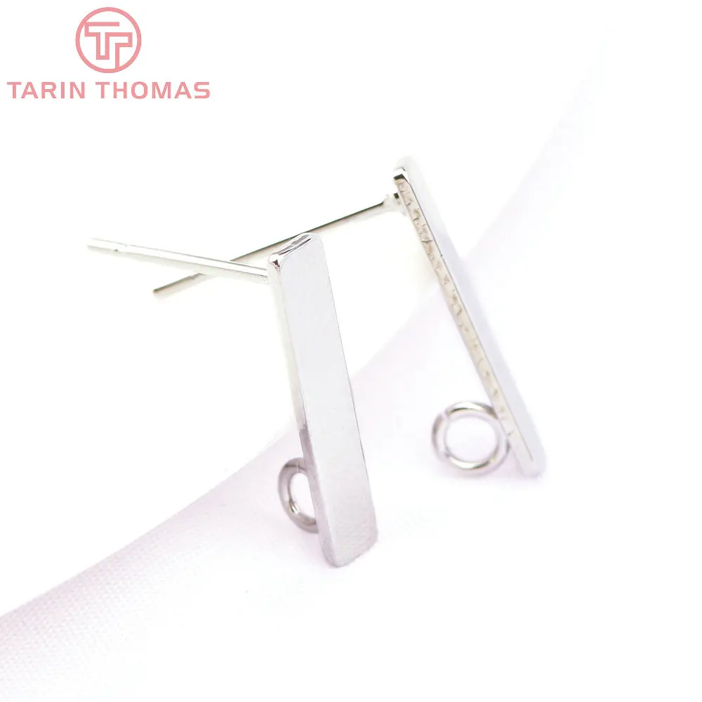 (2691)10PCS 15x3MM Hole 2MM 24K Gold Color Brass Rectangle Stud Earrings High Quality Diy Jewelry Findings Accessories