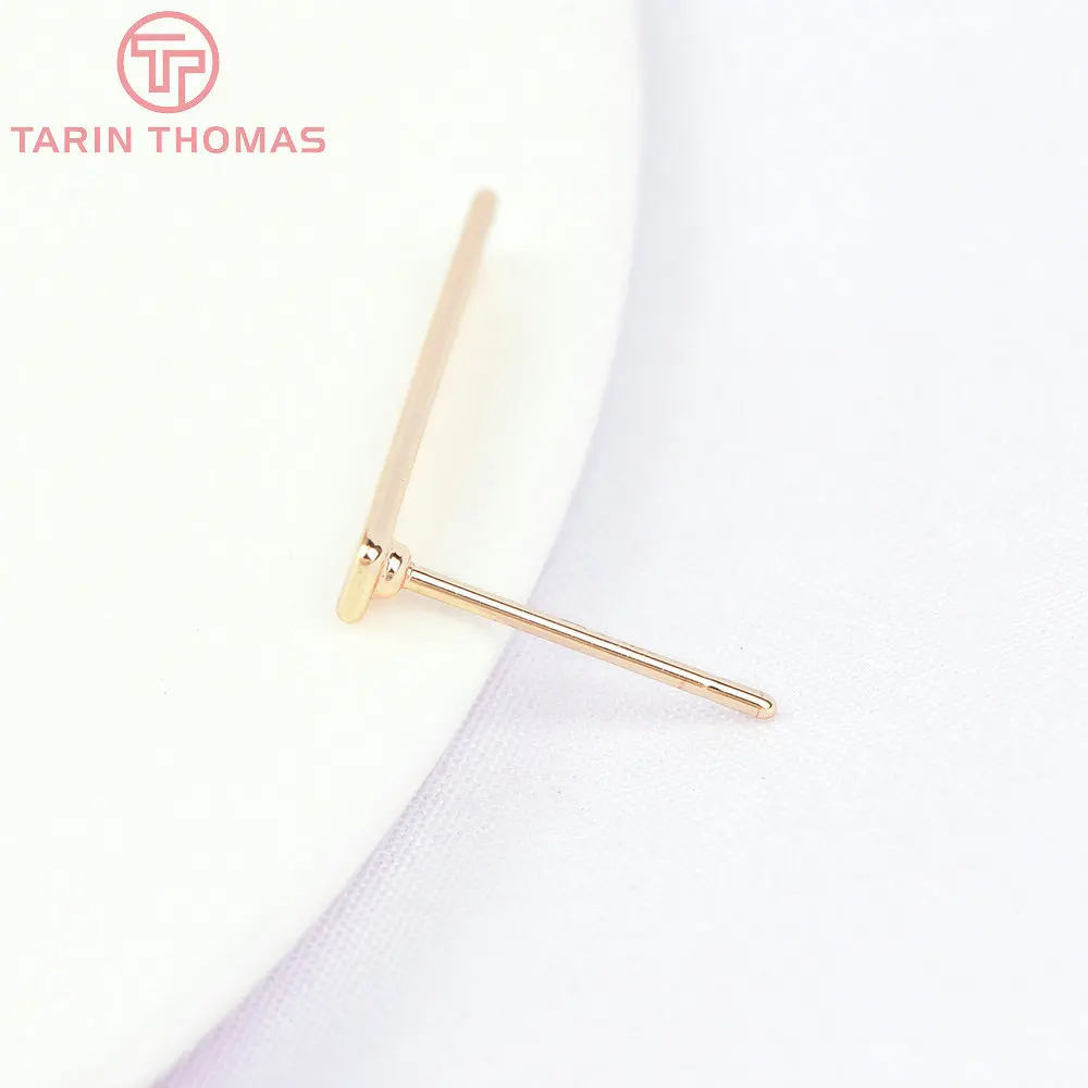 (2691)10PCS 15x3MM Hole 2MM 24K Gold Color Brass Rectangle Stud Earrings High Quality Diy Jewelry Findings Accessories