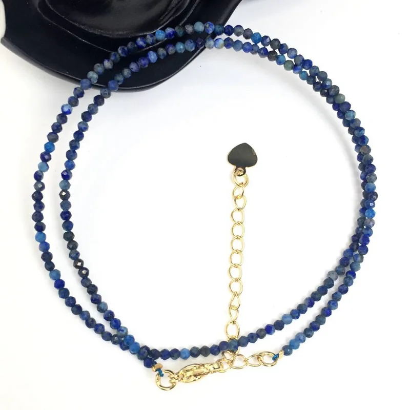 Fashion Faceted Gemstones 2mm Beads Necklace Pink Quartz Crystal Turquoise Garnet Olivine Choker Men Female Jewelry Party Gift