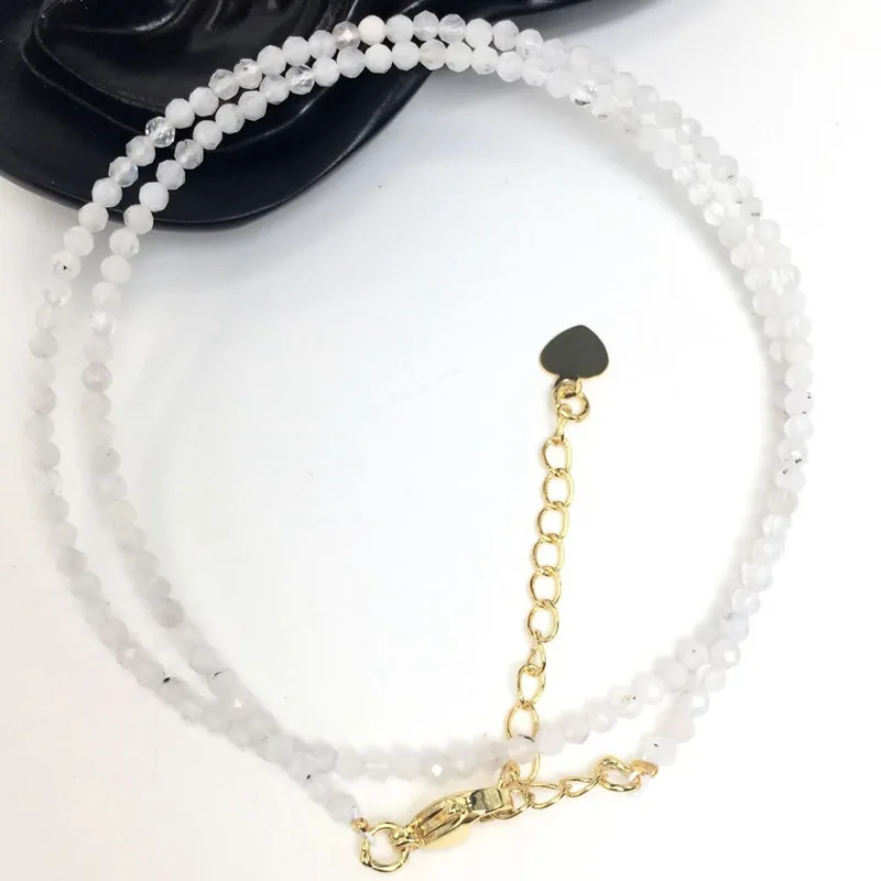 Fashion Faceted Gemstones 2mm Beads Necklace Pink Quartz Crystal Turquoise Garnet Olivine Choker Men Female Jewelry Party Gift