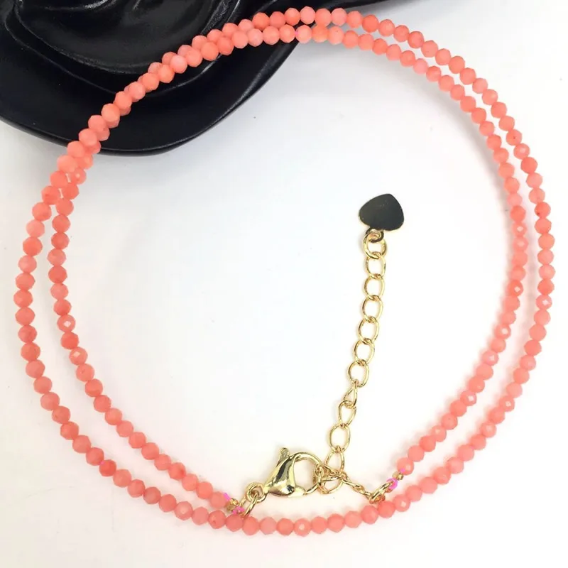 Fashion Faceted Gemstones 2mm Beads Necklace Pink Quartz Crystal Turquoise Garnet Olivine Choker Men Female Jewelry Party Gift