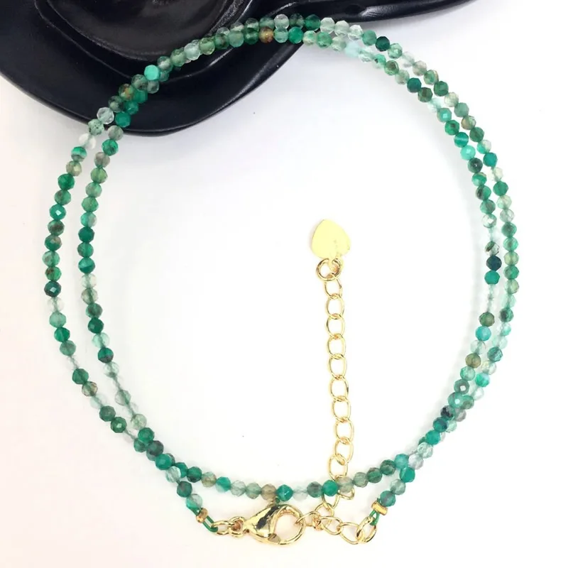 Fashion Faceted Gemstones 2mm Beads Necklace Pink Quartz Crystal Turquoise Garnet Olivine Choker Men Female Jewelry Party Gift