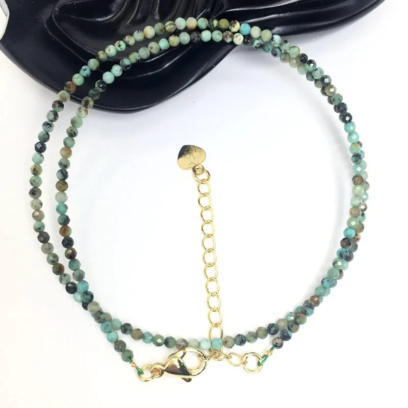 Fashion Faceted Gemstones 2mm Beads Necklace Pink Quartz Crystal Turquoise Garnet Olivine Choker Men Female Jewelry Party Gift
