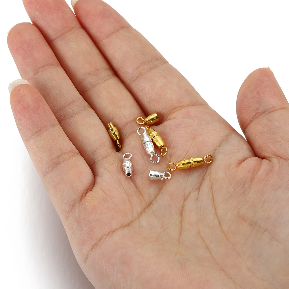 50pcs 16x2mm Cylinder Fasteners Buckles Closed Beading End Clasp Screw Clasps For DIY Jewelry Making Bracelet Necklace Connector