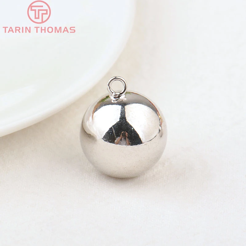 (132)4PCS 16MM 18MM Hole 3MM 24K Gold Color Plated Brass Music Round Bells Charms Pendants High Quality Jewelry Accessories()