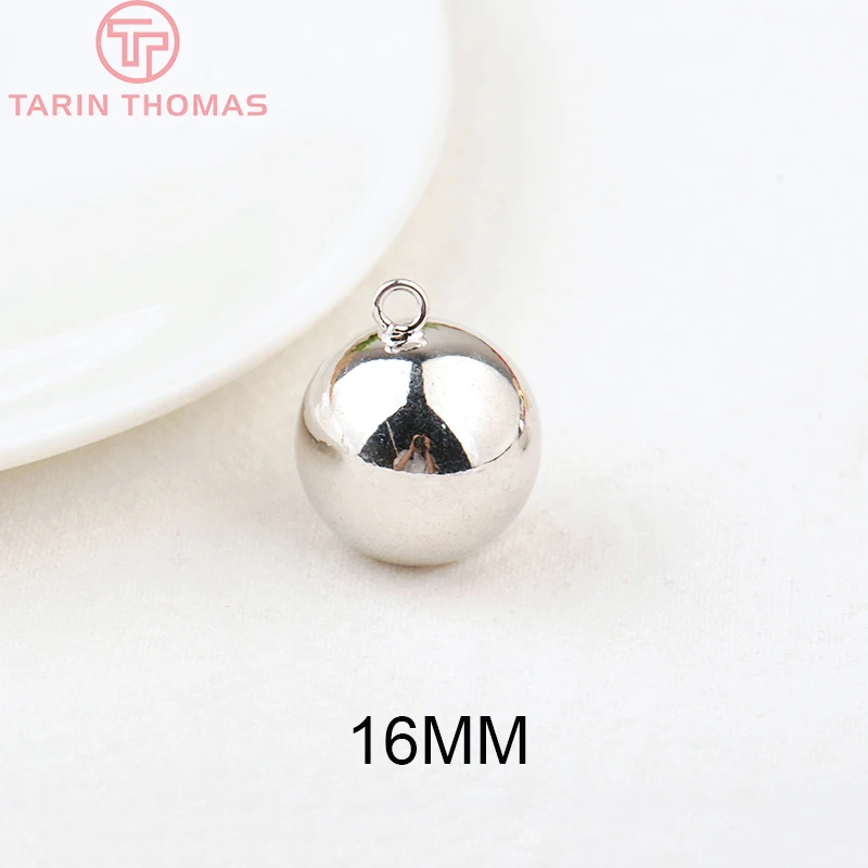 (132)4PCS 16MM 18MM Hole 3MM 24K Gold Color Plated Brass Music Round Bells Charms Pendants High Quality Jewelry Accessories()
