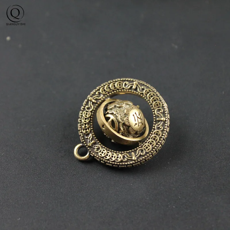 Chinese Characters Blessing Globe Keychain Fashion Rotating Money Lucky Copper Ball Keychain Jewelry For Men Women Birthday Gift