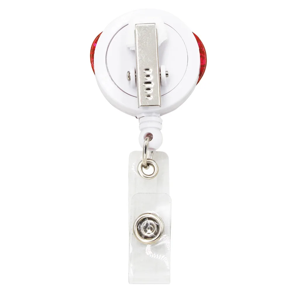 Bling Love Heart Retractable Badge Holder Badge Clips for Nurse ID Badge Reel with Alligator Clip