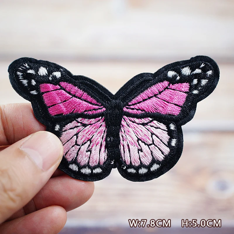 Color Butterfly Purple Pink Yellow DIY Patches Embroidery For T-Shirt Iron On Appliques Clothes Jeans Stickers Badges Parche
