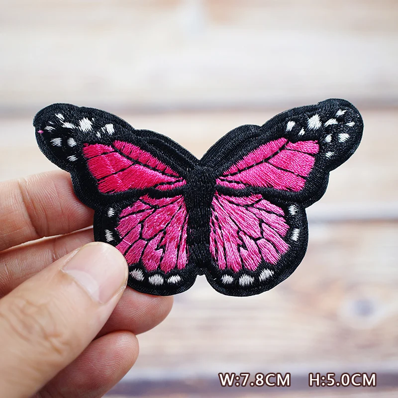 Color Butterfly Purple Pink Yellow DIY Patches Embroidery For T-Shirt Iron On Appliques Clothes Jeans Stickers Badges Parche