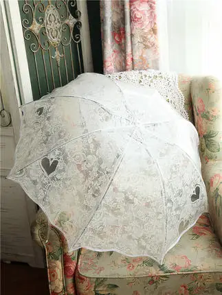 Transparent Princess Wedding Umbrella White Lace Heart Parasol Women Rain Outdoor Thicken PVC Clear Umbrellas For Lovers Girls