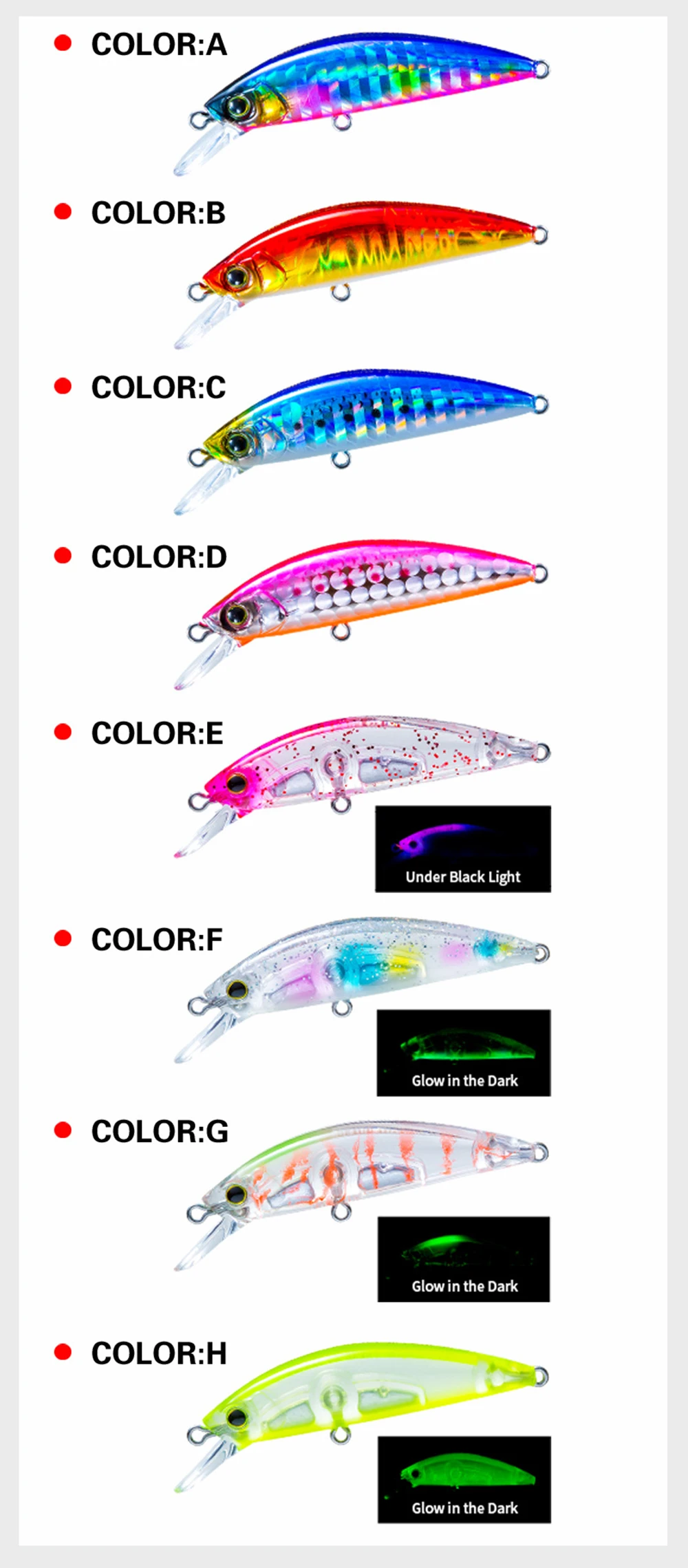 5cm 6g Fishing Lure Hardcore LG Heavy Minnow 50S Wobbler Sinking Jerkbait Swimbait Artificial Hard Bait Trout Bait Bass Bait
