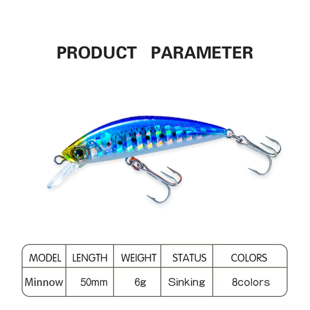 5cm 6g Fishing Lure Hardcore LG Heavy Minnow 50S Wobbler Sinking Jerkbait Swimbait Artificial Hard Bait Trout Bait Bass Bait