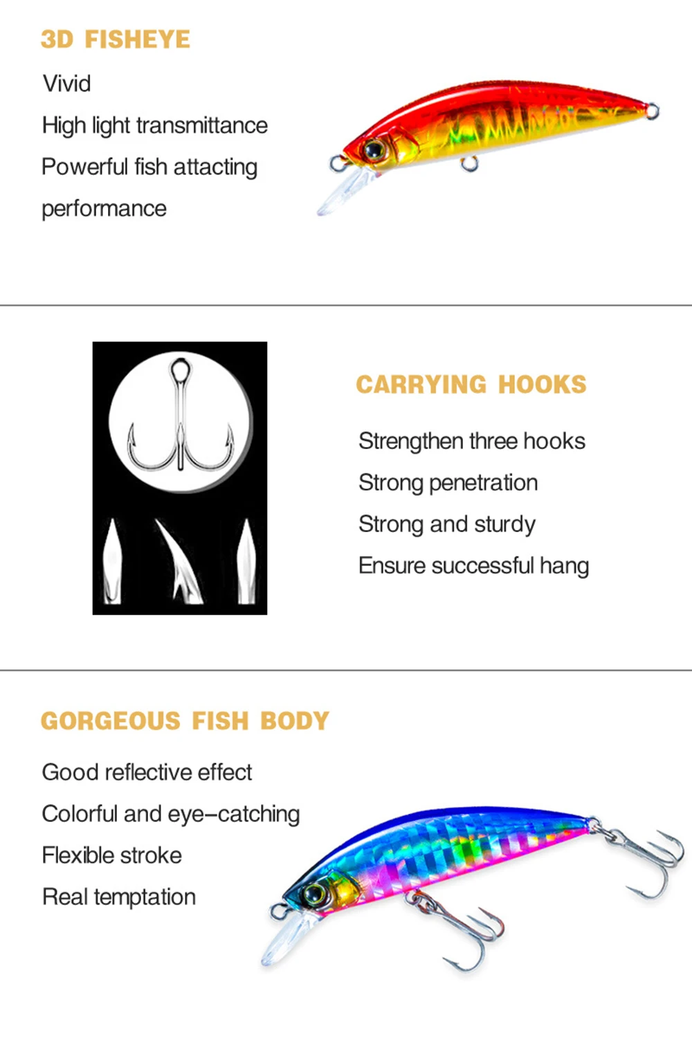 5cm 6g Fishing Lure Hardcore LG Heavy Minnow 50S Wobbler Sinking Jerkbait Swimbait Artificial Hard Bait Trout Bait Bass Bait