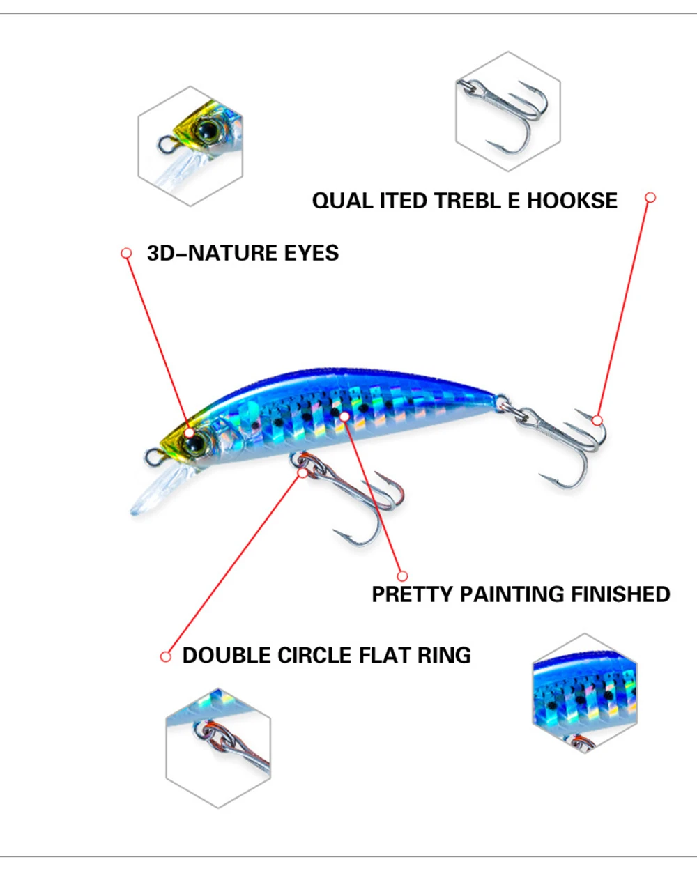 5cm 6g Fishing Lure Hardcore LG Heavy Minnow 50S Wobbler Sinking Jerkbait Swimbait Artificial Hard Bait Trout Bait Bass Bait