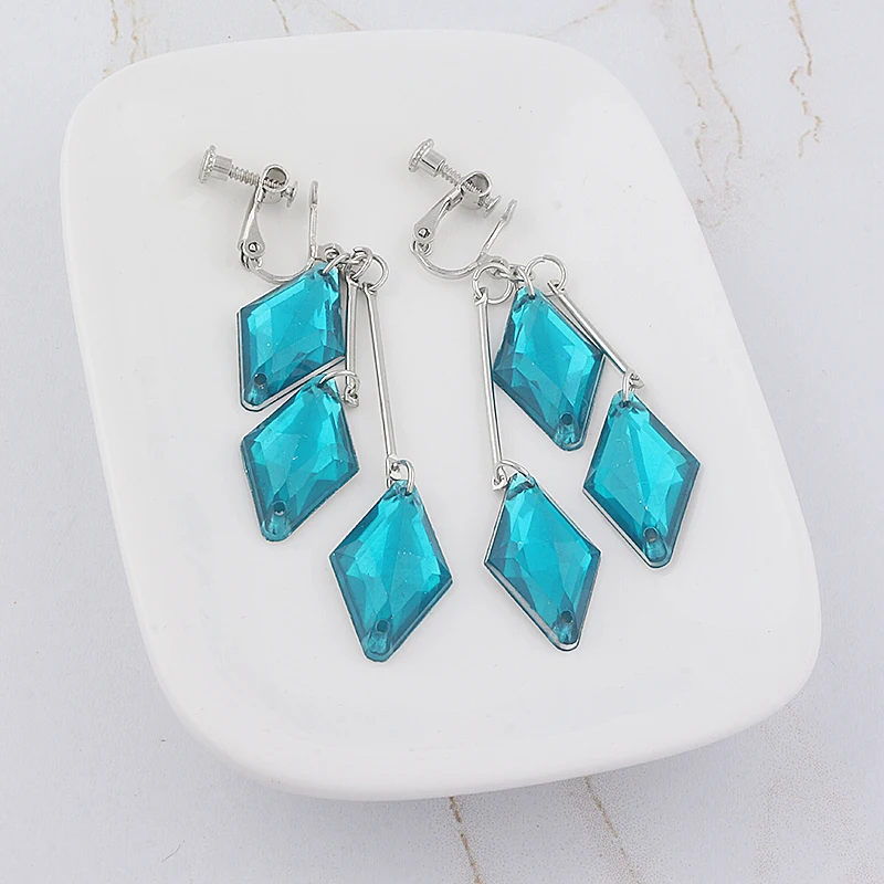 Twisted Wonderland The Little Mermaid Earrings for Women Floyd Clip Earrings Geometry Aesthetic Tassel Ear Clip Jewelry