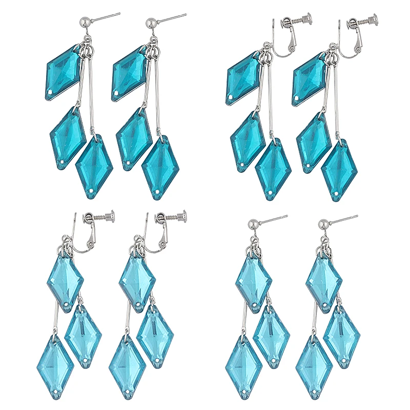 Twisted Wonderland The Little Mermaid Earrings for Women Floyd Clip Earrings Geometry Aesthetic Tassel Ear Clip Jewelry