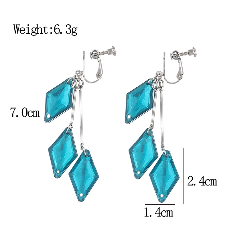 Twisted Wonderland The Little Mermaid Earrings for Women Floyd Clip Earrings Geometry Aesthetic Tassel Ear Clip Jewelry