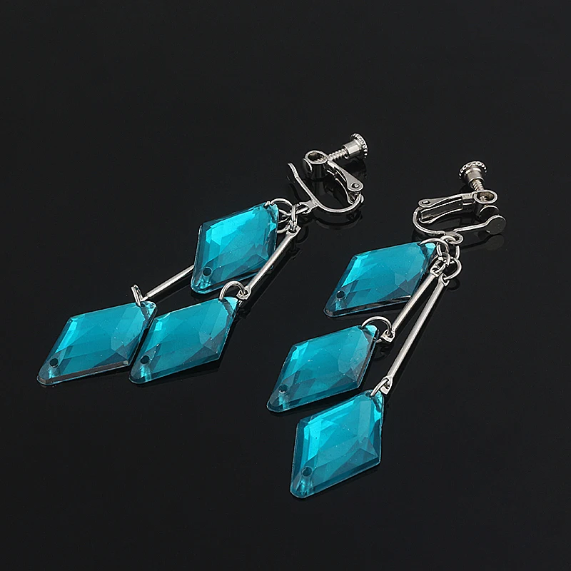 Twisted Wonderland The Little Mermaid Earrings for Women Floyd Clip Earrings Geometry Aesthetic Tassel Ear Clip Jewelry