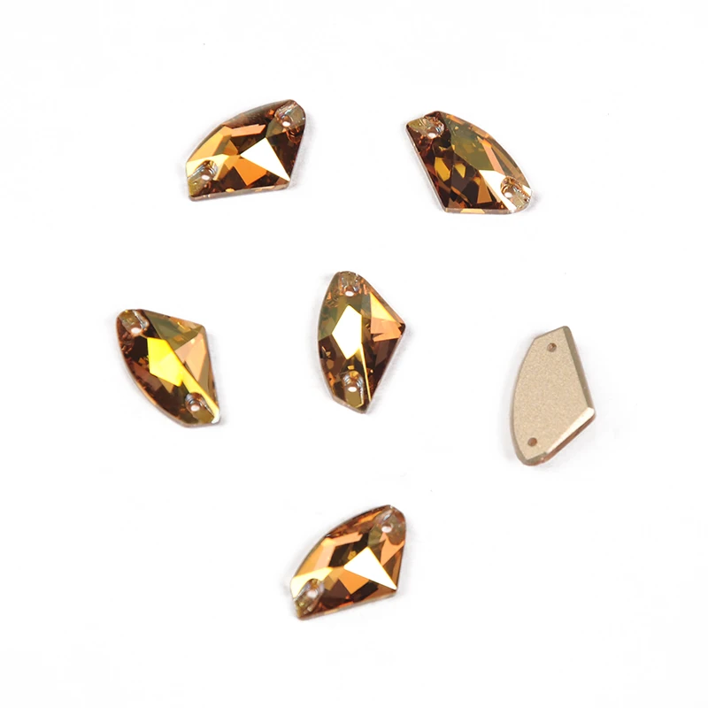 YANRUO 3256 All Sizes Metallic Sunshine Galactic Sewn Rhinestones Glass Strass Gold Stones Flat Back Crystals For Decoration