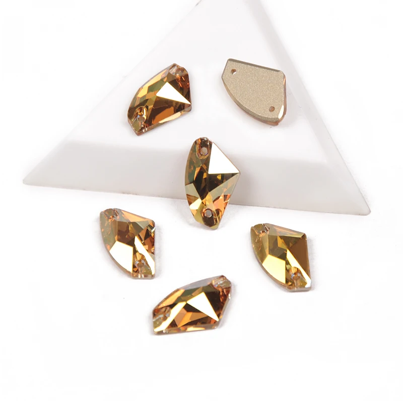 YANRUO 3256 All Sizes Metallic Sunshine Galactic Sewn Rhinestones Glass Strass Gold Stones Flat Back Crystals For Decoration