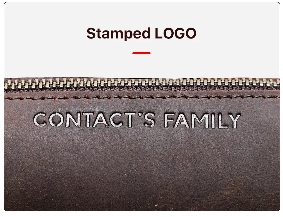 CONTACT'S FAMILY Vintage Genuine Leather Pencil Cases For Girls Boys Storage Pens Pouch Holder School Stationery Bags