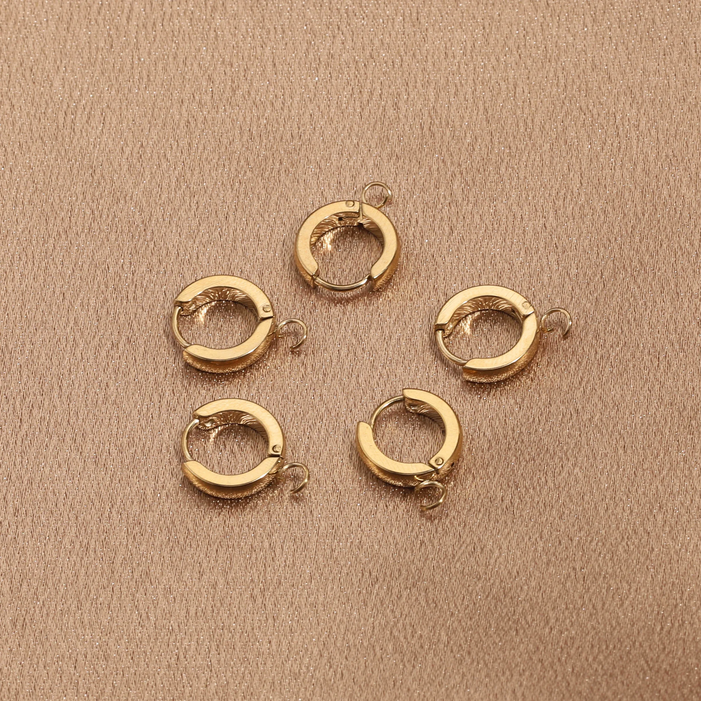 10pcs Stainless Steel Gold Earring Hooks with Loop Round Ear Post with Open Jump Ring for DIY Jewelry Components Wholesale
