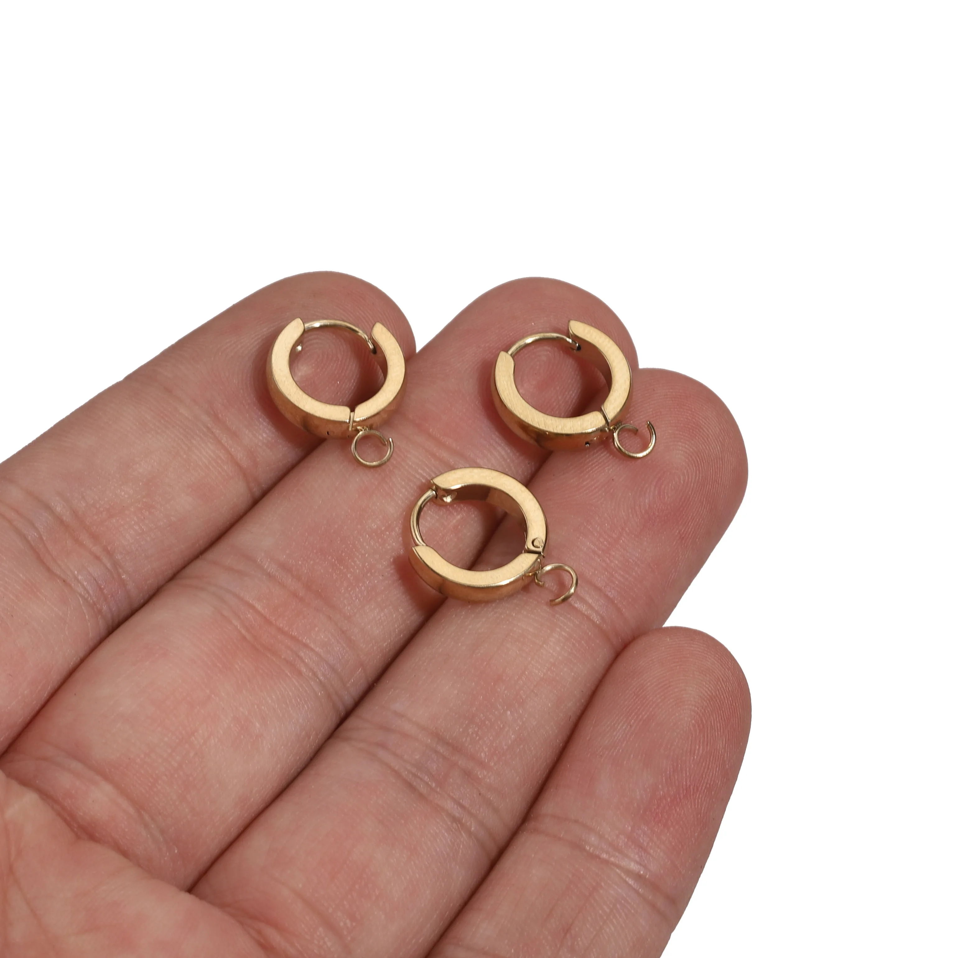 10pcs Stainless Steel Gold Earring Hooks with Loop Round Ear Post with Open Jump Ring for DIY Jewelry Components Wholesale