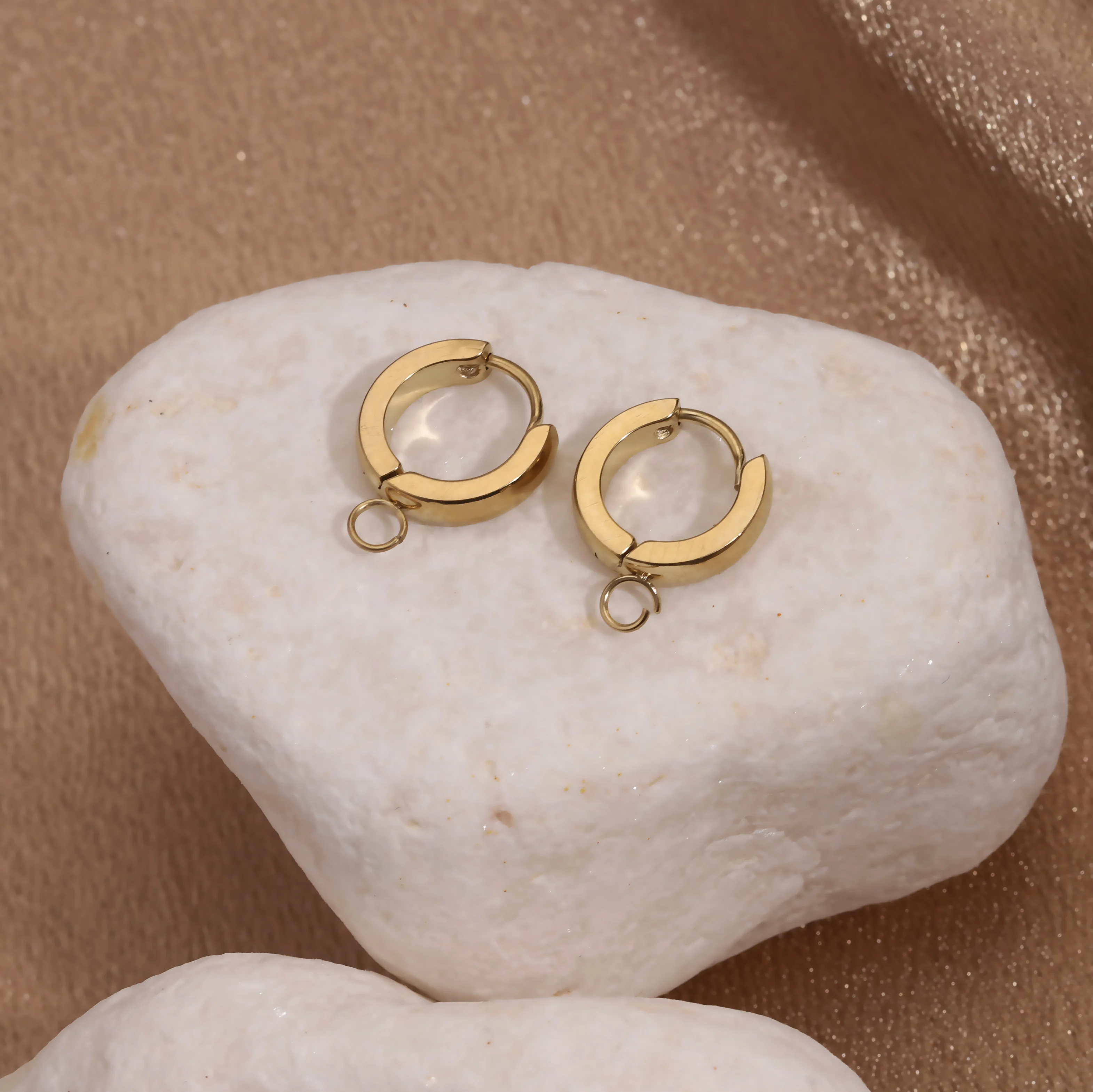 10pcs Stainless Steel Gold Earring Hooks with Loop Round Ear Post with Open Jump Ring for DIY Jewelry Components Wholesale