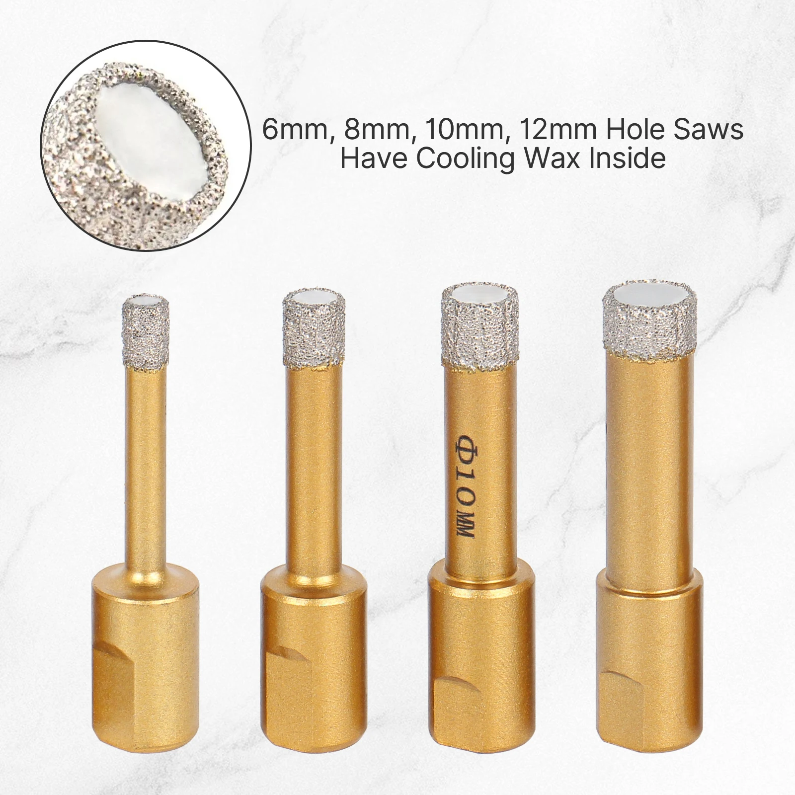 6-65mm 1PC M10 Thread Shank Dry Vacuum Brazed Diamond Drilling Core Bit For Drilling on Ceramic Tile Hole Saw Granite Marble