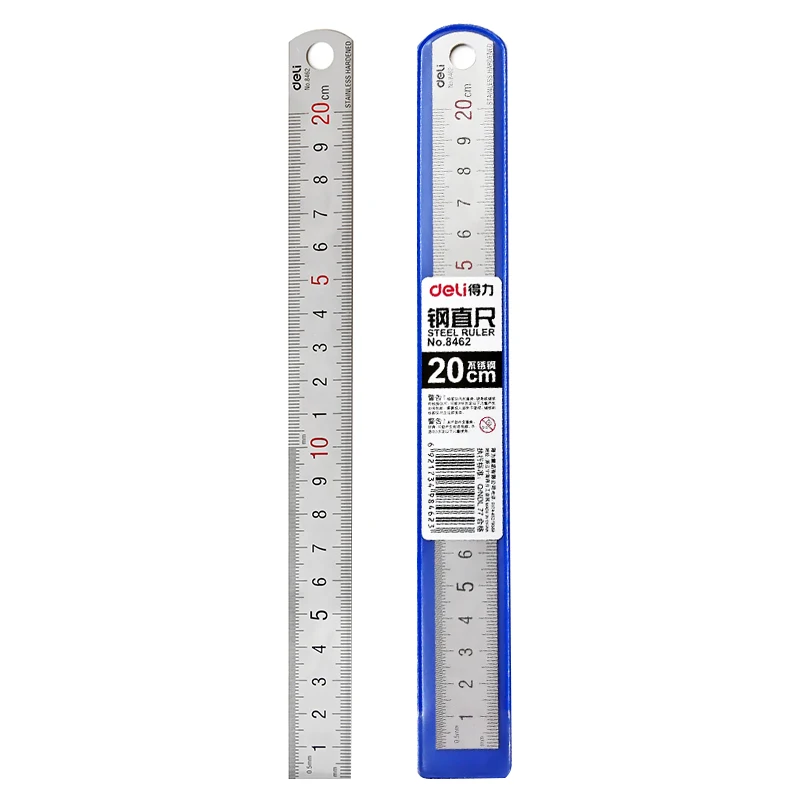 Deli Steel Metal Ruler Silver 15/20/30cm Stainless Steel Straight Rulers Functional Mapping Tool School Office Drawing Supplies
