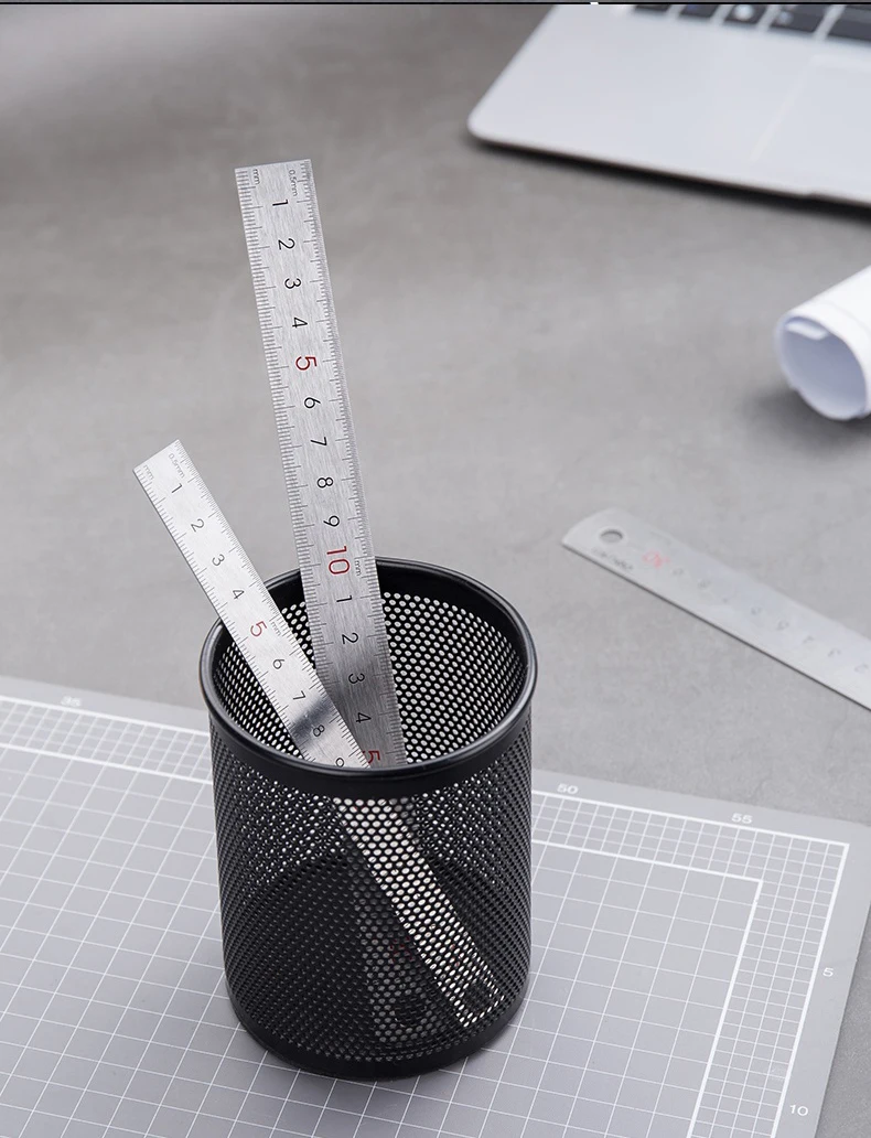 Deli Steel Metal Ruler Silver 15/20/30cm Stainless Steel Straight Rulers Functional Mapping Tool School Office Drawing Supplies