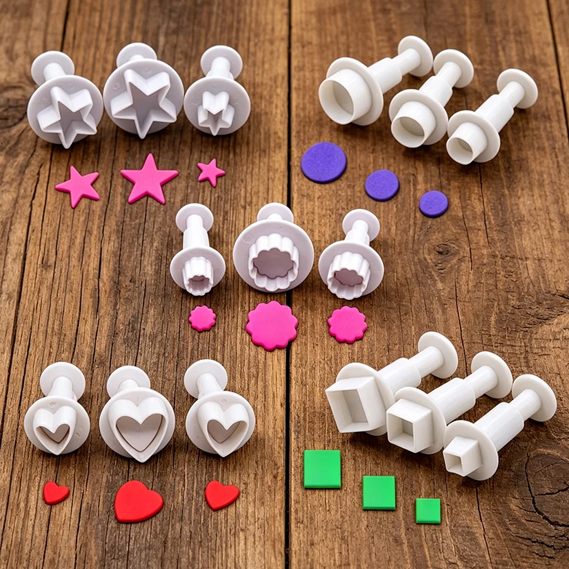 3 Pcs/Set Star Loving Heart Round Flower Square Cake Cutter Sugarcraft Cookie Mold Fondant Cake Decorating Tools