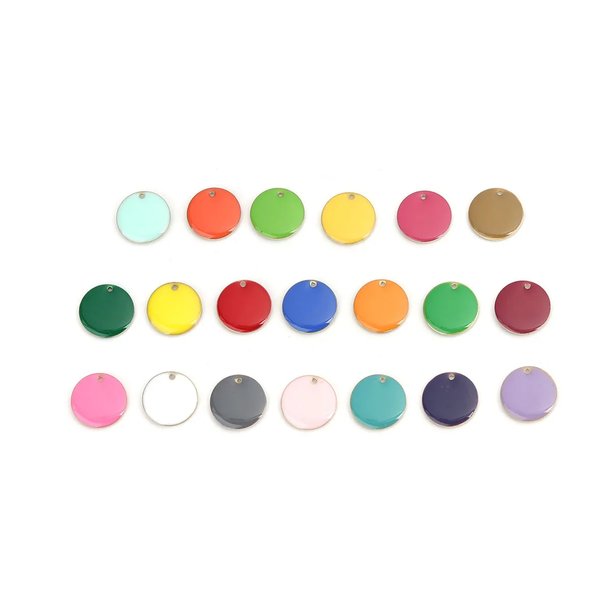 Fashion 16mm Round Enamelled Sequins Charms Copper Enamel Double Sided Charms For DIY Jewelry Making Accessories, 10 PCs