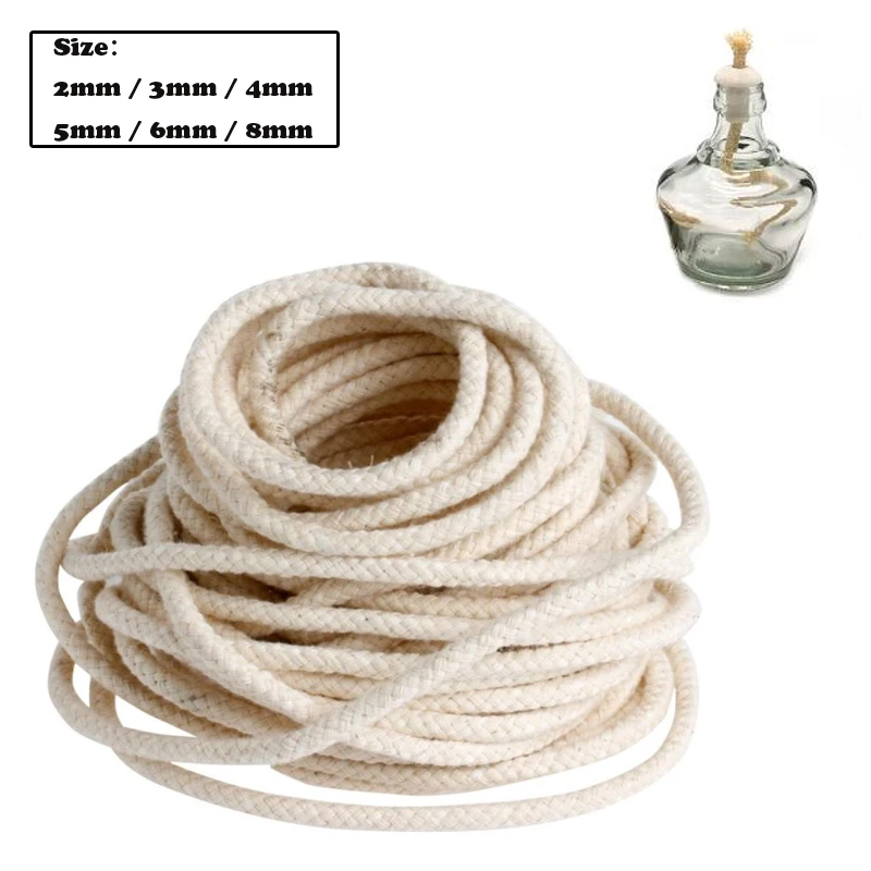 5M Round Cotton Wick for Alcohol Lamp, Torch, Oil Burner, Wine Bottle DIY – Candle & Lamp Fuel Accessory