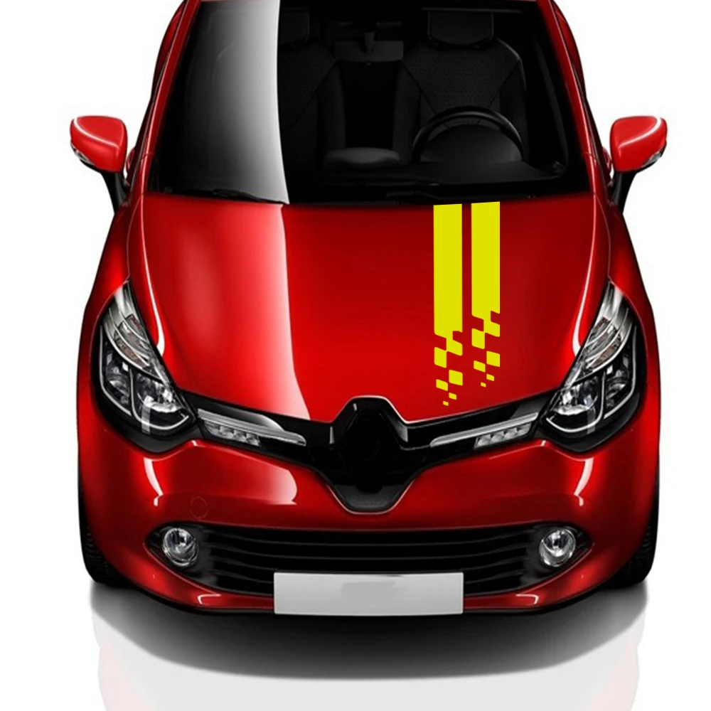 Car Stripes Hood Sticker Racing Bonnet Sport Decal For Renault Megane Clio RS Captur Sandero Espace Twingo Scenic Laguna Trafic