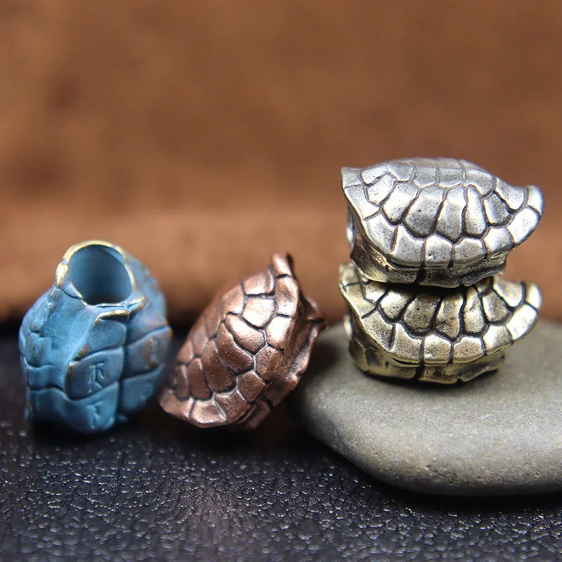 Copper Longevity Turtle Shell Lettering Knife Beads Woven Paracord Lanyard Pendant Jewelry Lucky DIY EDC Tool Charms Accessories