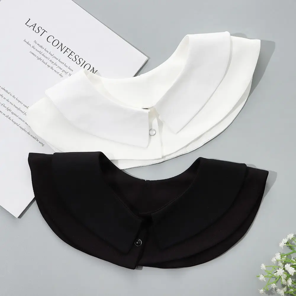 1PC Fashion Women Cotton Fake Collar Sweet Floral Lace Shawl Lapel Blouse Top Detachable Shirt False Tie Clothes Accessories