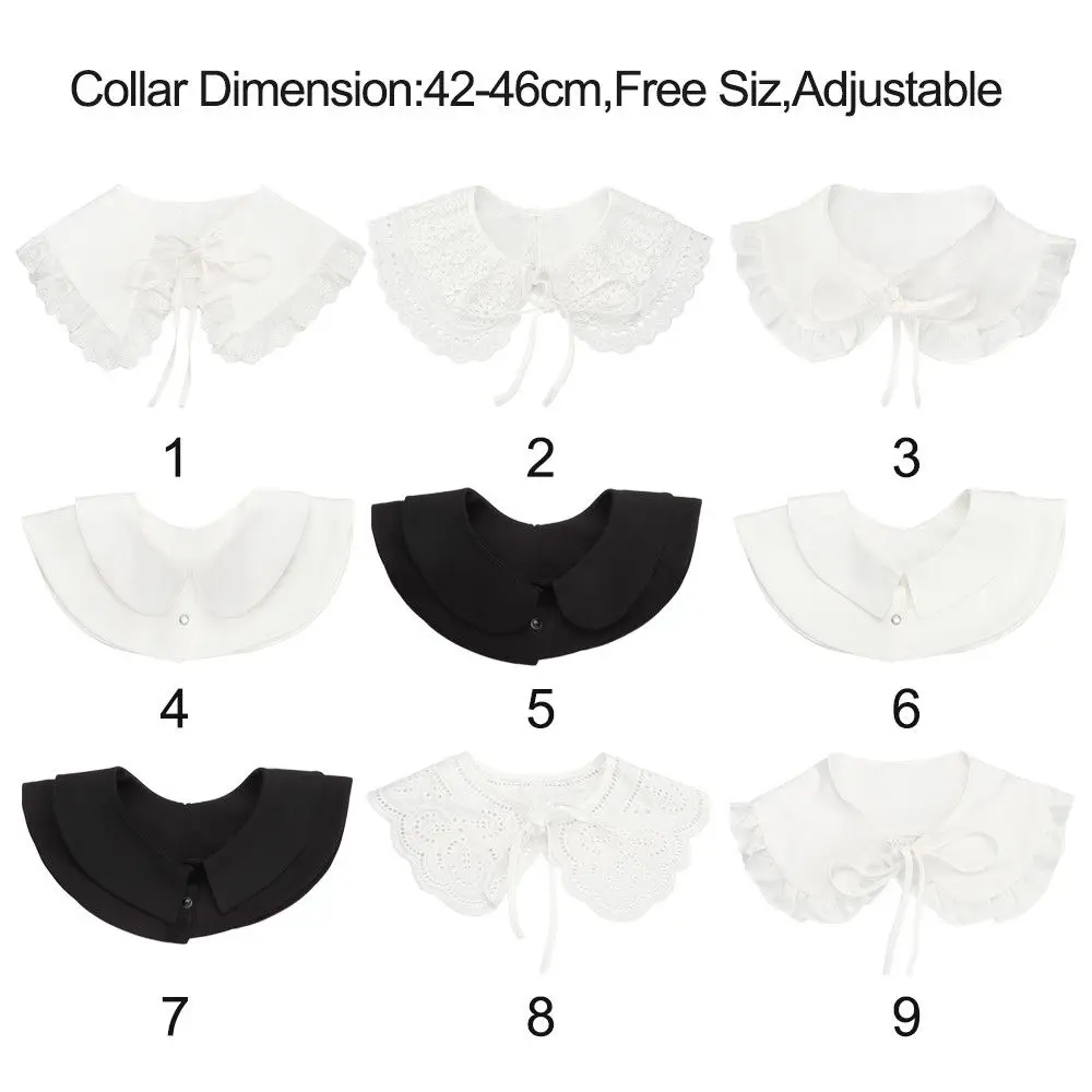 1PC Fashion Women Cotton Fake Collar Sweet Floral Lace Shawl Lapel Blouse Top Detachable Shirt False Tie Clothes Accessories
