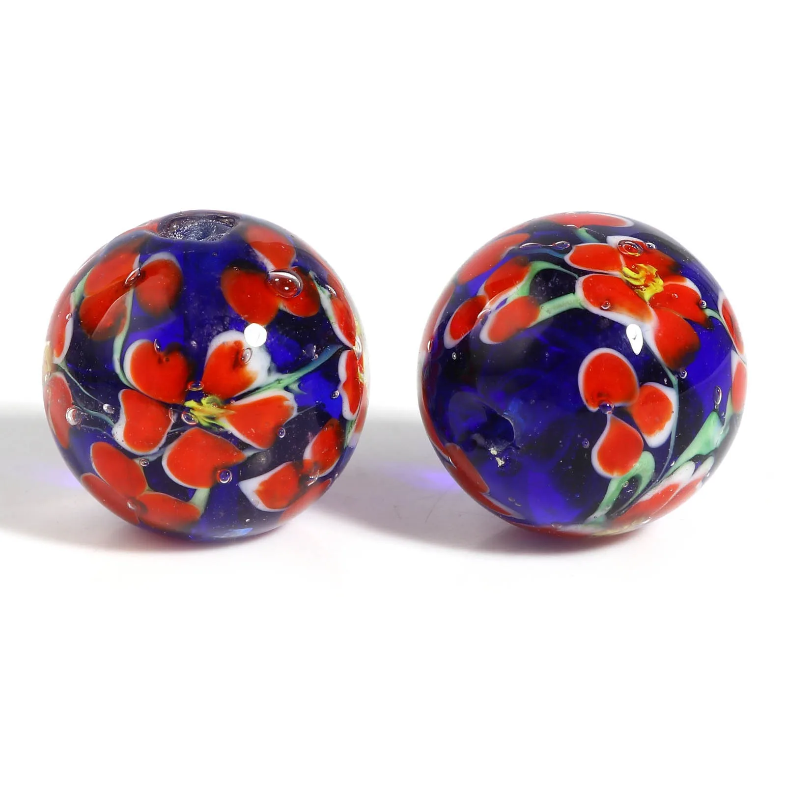 1PC 20mm Round Multicolor Glass Beads Style Flower Lampwork Beads For Women DIY Making Bracelets Vintage Party Jewelry Gifts