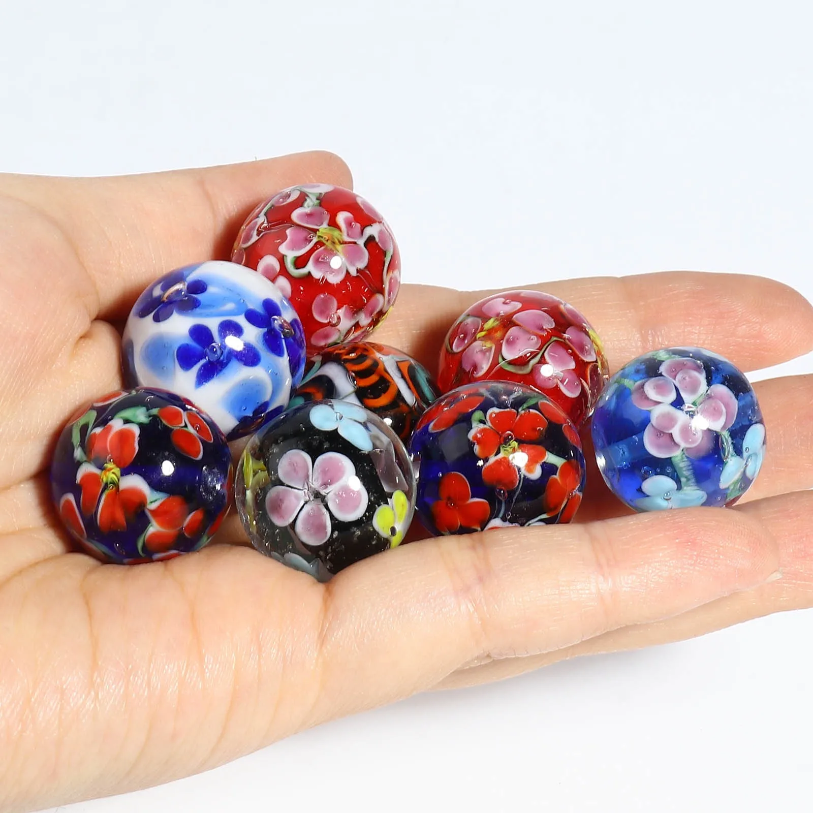 1PC 20mm Round Multicolor Glass Beads Style Flower Lampwork Beads For Women DIY Making Bracelets Vintage Party Jewelry Gifts
